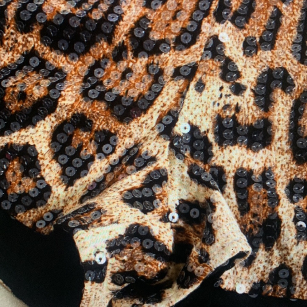 Leopard Print Sequin Women’s Shorts - Brown - Picture 4 of 5